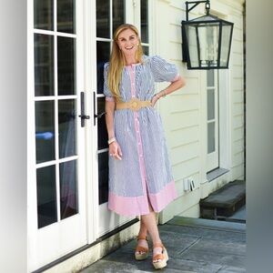 Addison Bay Cotton Poplin Cabana Dress — Navy & White — NWT XL